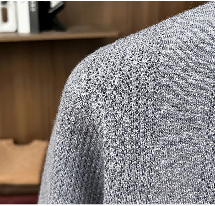 Hochwertige Reißverschluss Kragen Pullover Männer Neue Trend Persönlichkeit Streifen Zipper Herbst Winter Komfort Warm Stricken Sweater – Detail 19
