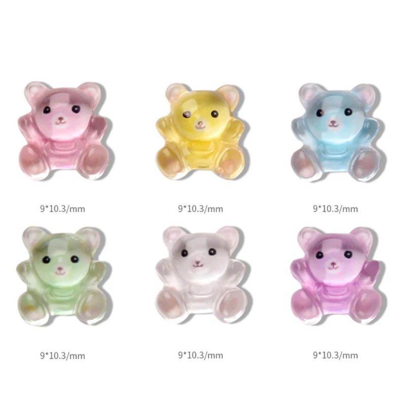 Gummy Bear Lovely Hug Crystal Bear For Acrylic Nails Colorful Gummy Bear Cabochons Feel Resin Art Decor