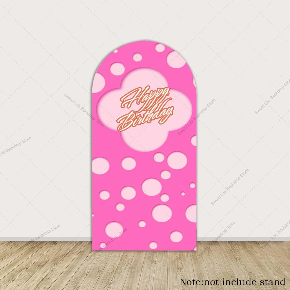 Pano de fundo arco de pontos rosa para meninas, festa de feliz aniversário, chá de bebê, arco de dupla face, decoração, fotografia