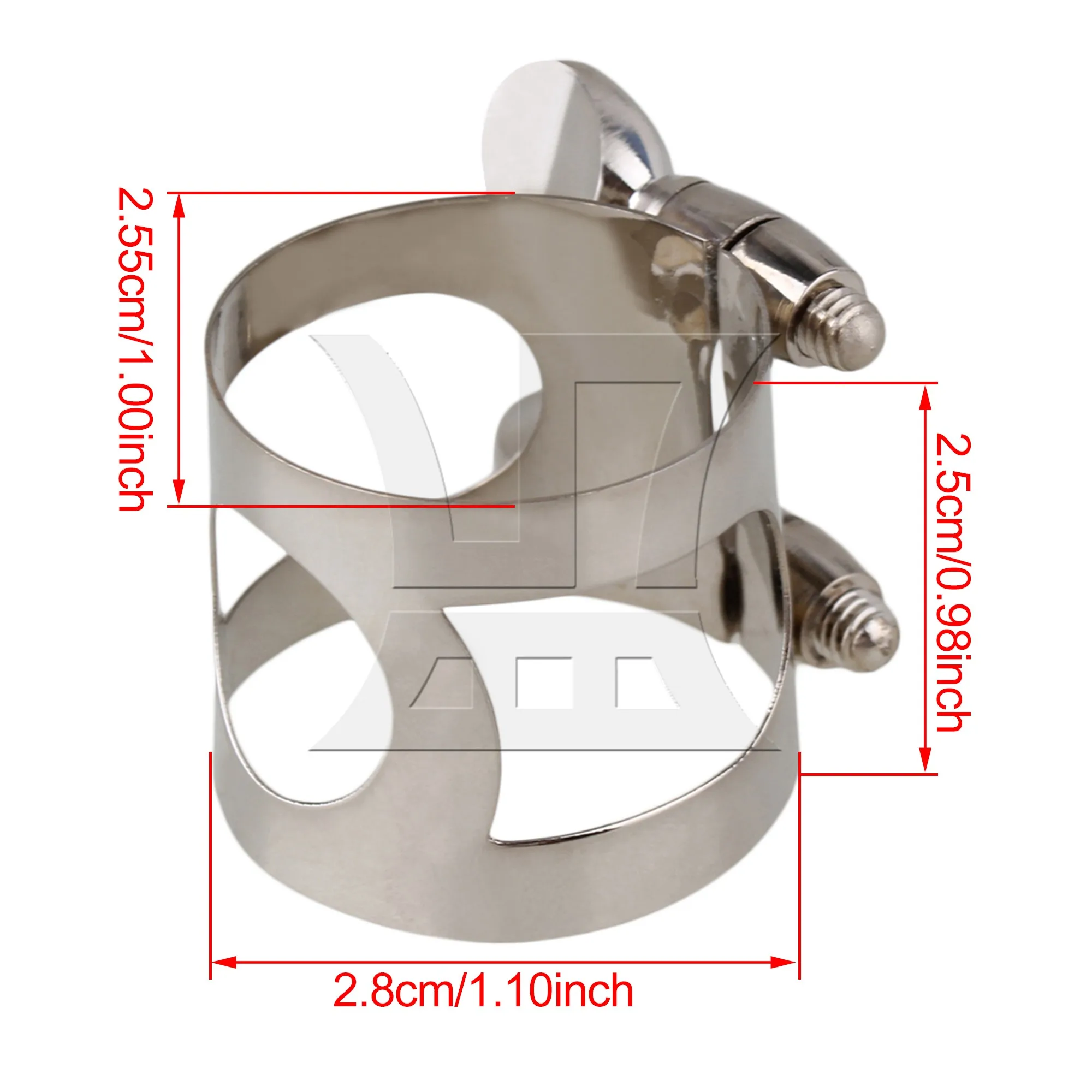 

YIBUY Nickel Plated Clarinet Double Screws Adjust Mouthpiece Ligature