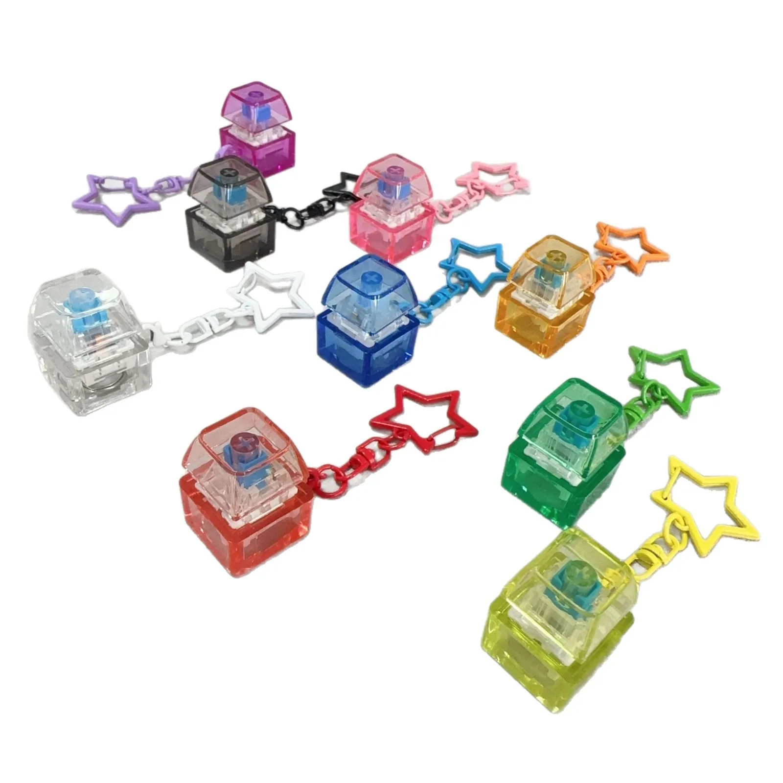 Tragbarer Pentagramm-Anhänger Mechanische Tastatur-Taste Schlüsselanhänger Fingerspitzen-Fidget-Spielzeug Anti-Angst Stressabbau-Tool für Zuhause und Büro – Detail 5