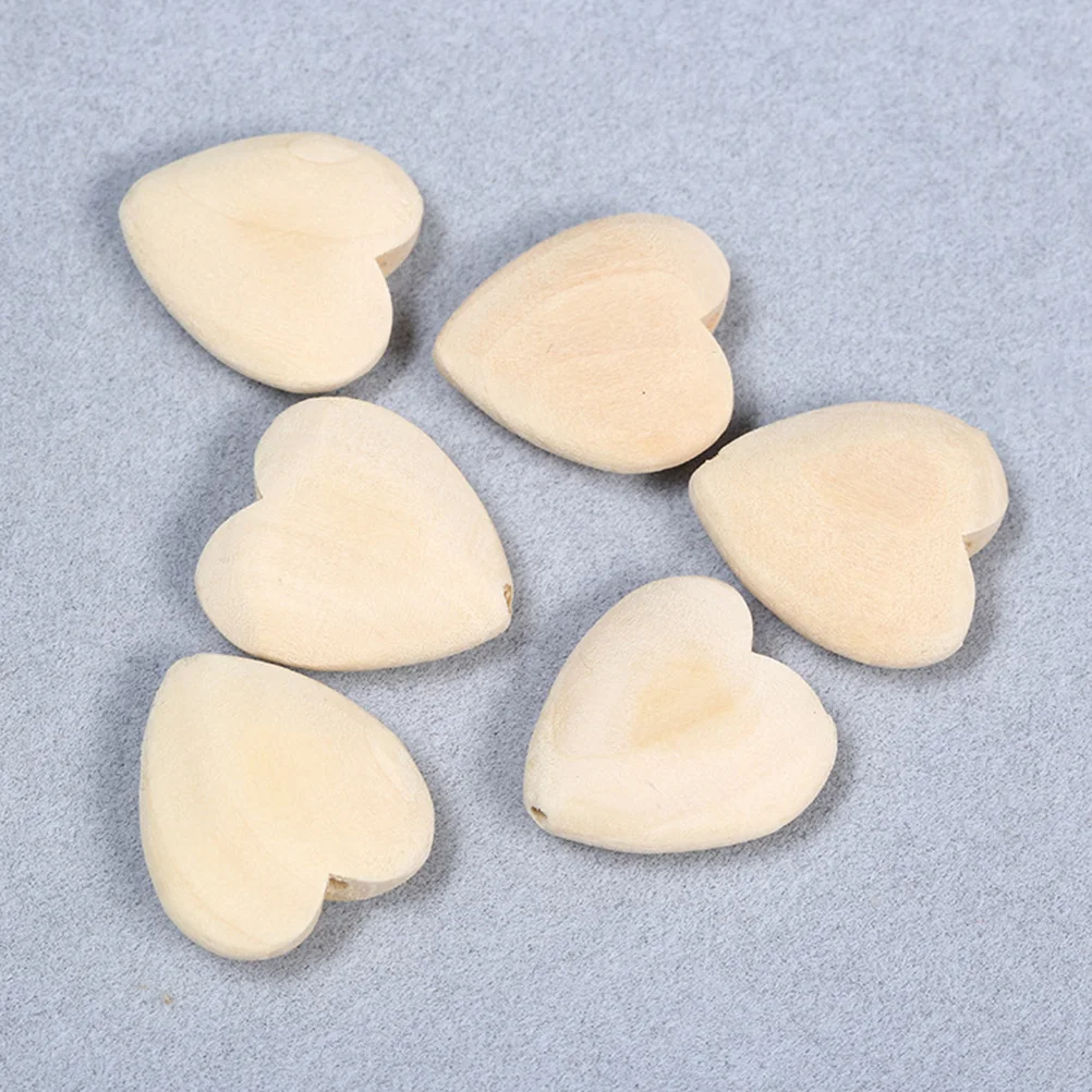

50pcs Beads Accessories Heart Diy Wood Block Material Shape DIY Crafts Jewelry Sewing Tools Creative Material