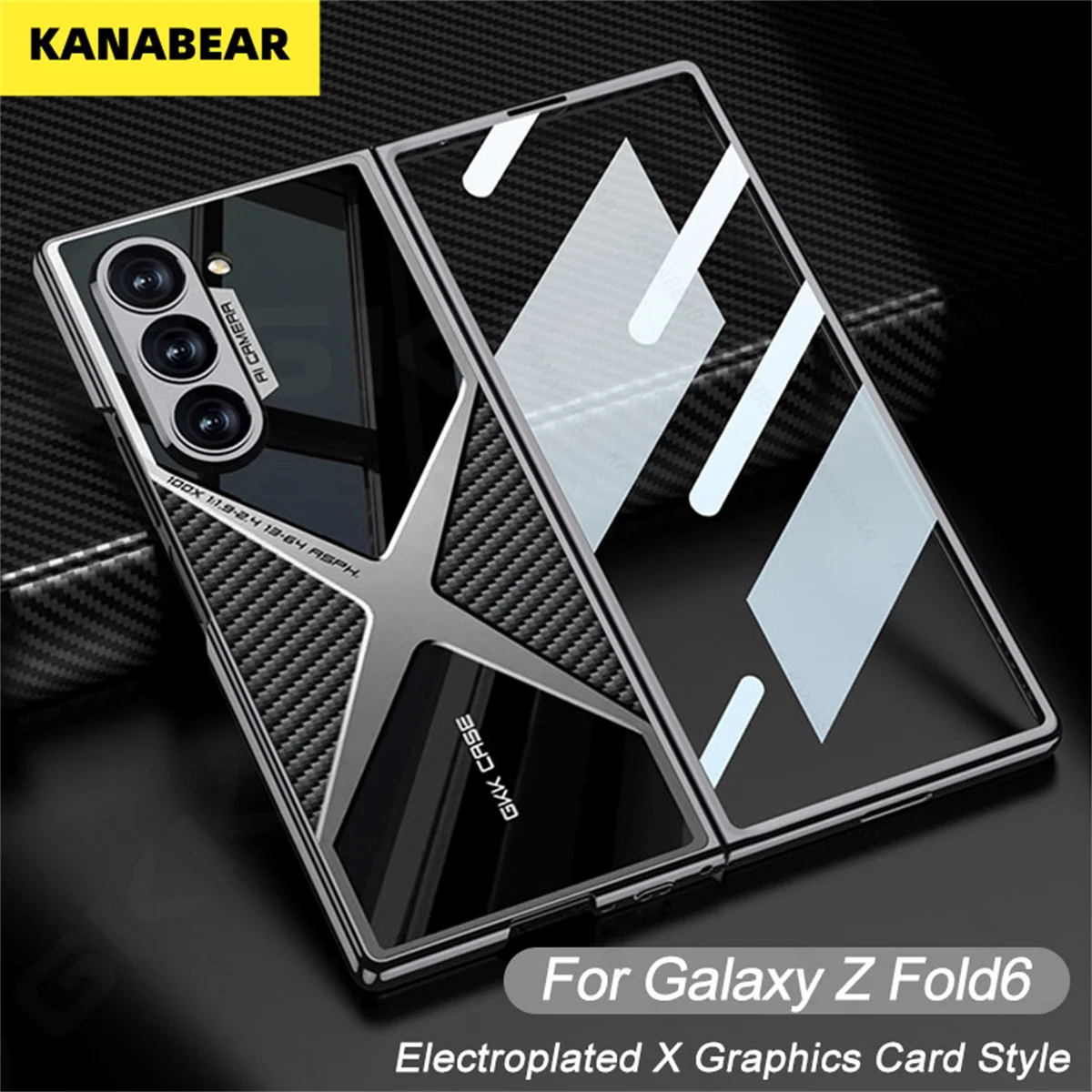 

Luxury Plating X Graphics Card Style Case For Samsung Galaxy Z Fold 6 Screen Glass Lens Protective Cover For Galaxy Z Fold6 Case