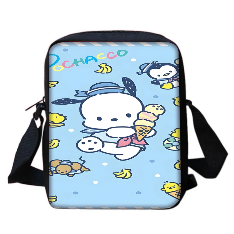 Boy Girls Cute Anime Naughty Pochacco Printed Shoulder Messenger Bag Child Casual Handbag Men Women Phone Bag Shopping Bag