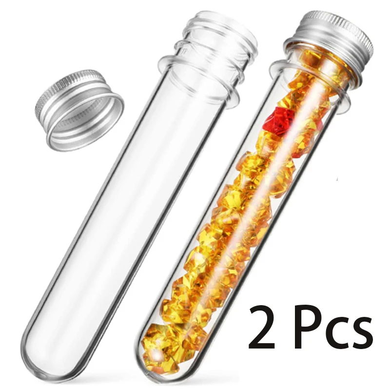 2 Pcs 50ml Lab Clear Plastic Test Tubes with Lids for Wedding Laboratory School Using