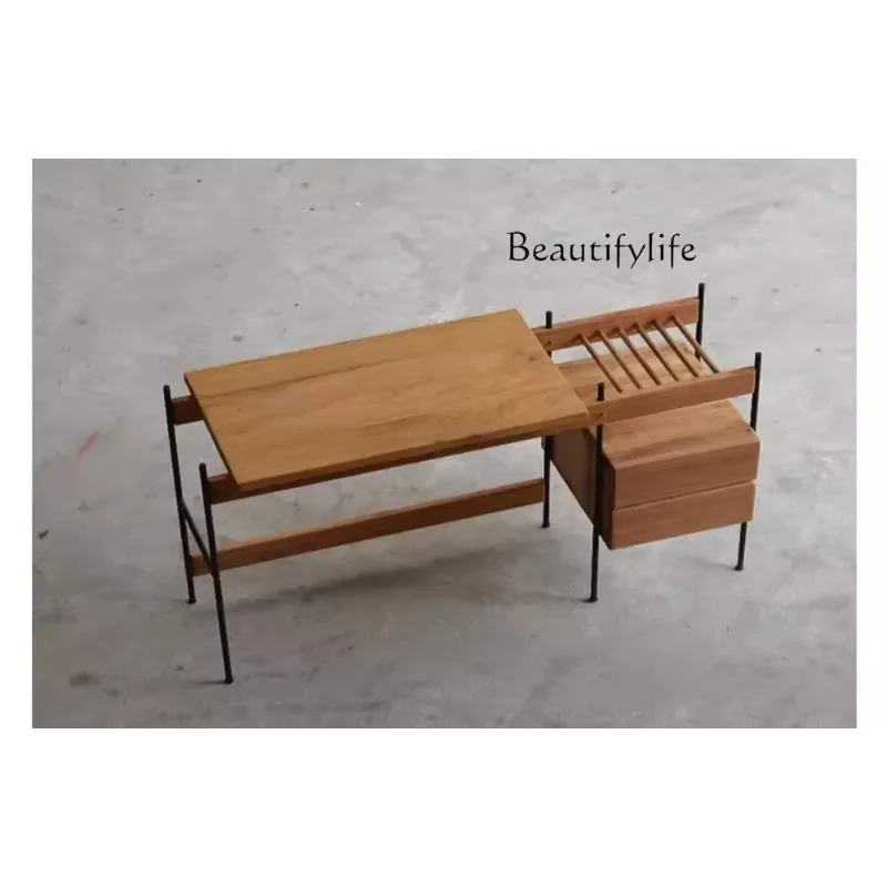 

qU F French Natural Travertine Desk Modern Light Luxury Study Very Simple Creative Designer Marble Desk Home