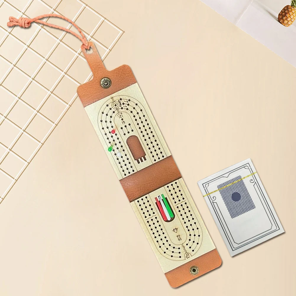 Juego de Mesa de Cribbage de Madera con 6 Clavijas y Baraja de Cartas, Divertido Juego de Mesa para 2-4 Jugadores, Juego de Cartas Portátil