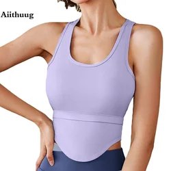 Aiithuug Yoga Bra Build-in Cup Sexy Back Yoga Top Racerback Gym Bras Sexy Waist Fitness Bra Workout Crop Top Yoga Crops