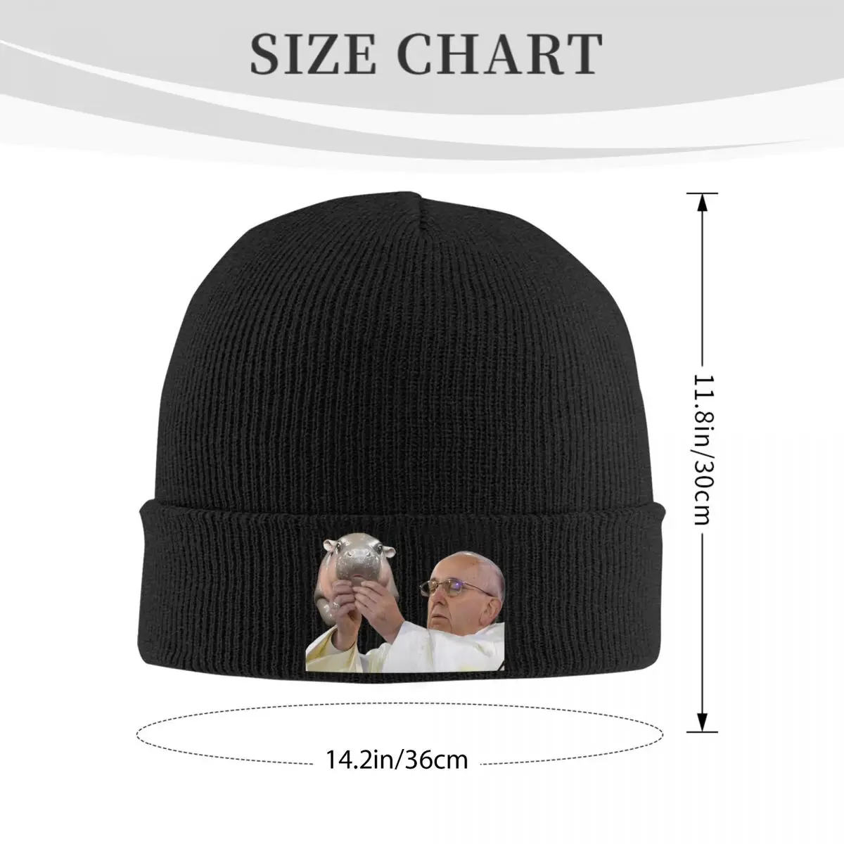 Moo Deng Pope Knitted Hat Women's Men's Skullies Beanies Autumn Winter Hats Animal Casual Caps