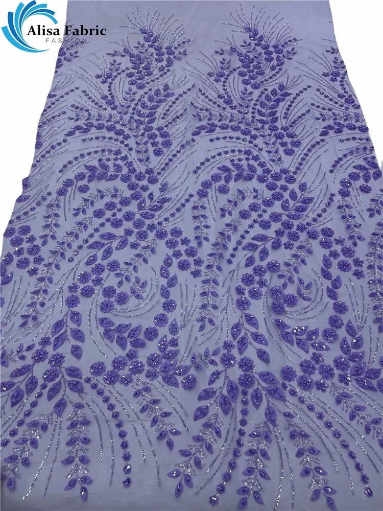 French Tulle Lace Fabric 5 Yards Nigerian Lace Embroidery African Lace Fabric High End Mesh Material Luxury Sequins For Party IM