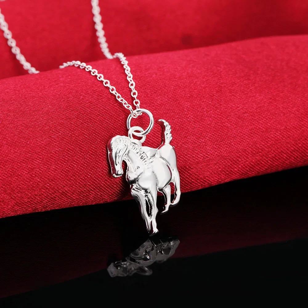 925 Sterling Silver Necklace For Women luxury Wedding Jewelry elegant horse pendants chain neckalce