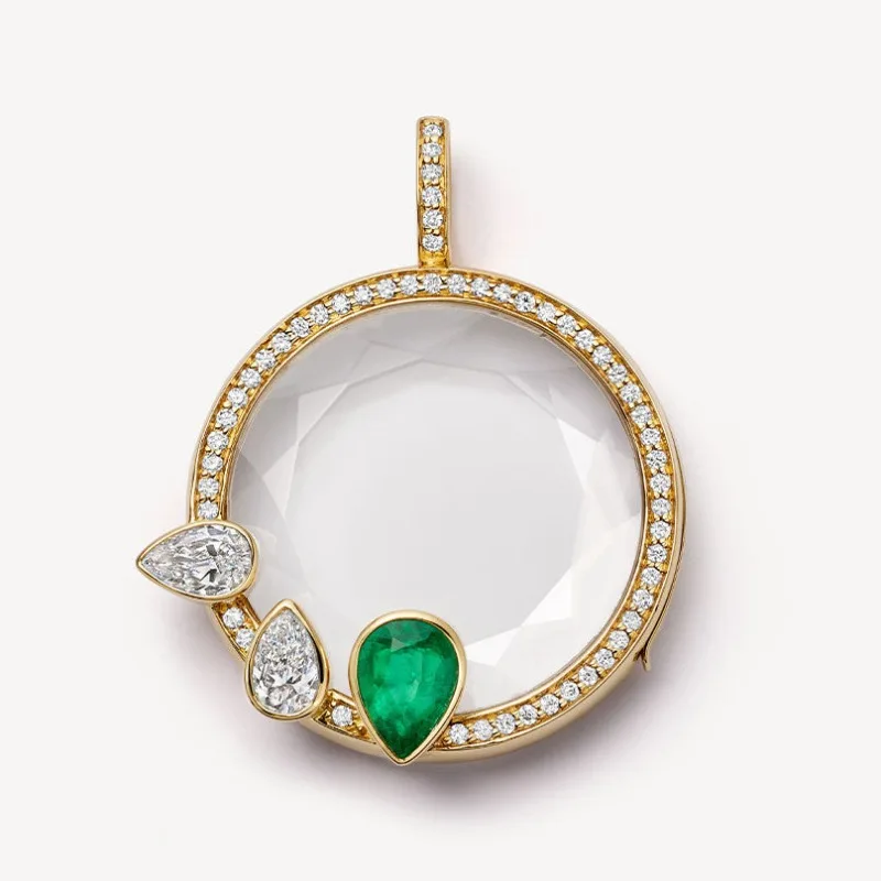 الماس القلب الذهب الأبيض المنجد 18K مطلية بالذهب مع جوهرة الميلاد DIY تصميم جوفاء شخصية سحر المجوهرات تميمة للنساء