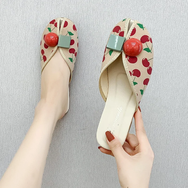 Cover Toe scarpe femminili pantofole basse muli Casual per le donne 2024 mocassini Flower Slides New Luxury Summer Soft Rubber Floral Cotto