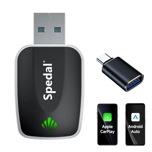 Adaptador Spedal 2 en 1 con cable a inalámbrico CarPlay y adaptador inalámbrico Android Auto Plug & Play