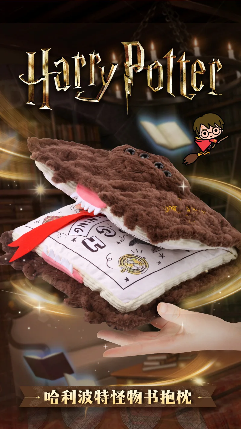 Hugkis Harry Potter Plüschtier, Magische Schule, Monsterbuch-Anhänger, Monsterbuch-Kissen, Geschenke für Fans und Feiertage – Detail 3