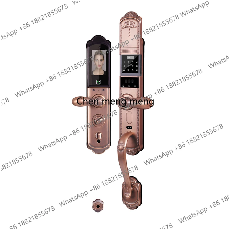Factory Price Luxury European Style Tuya Wifi Fingerprint Smart Door Lock Zinc Alloy Steel Brass Wood for Villas Memory Card