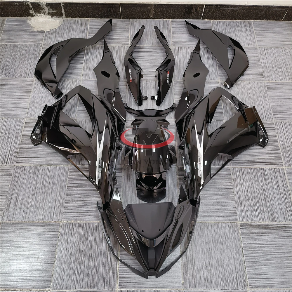 Bodywork Cowling For ZX6R ZX 6R 636 2013 2014 2015 2016 2017 2018 Full Fairing Kit Bright black silver print Injection