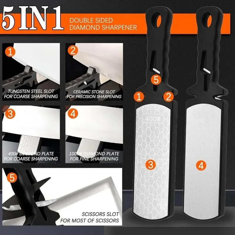 Double-Sided Diamond Sharpening Plate, Handheld Coarse and Fine Grit Whetstone for Kitchen Knives, Scissors and Edge Maintenance