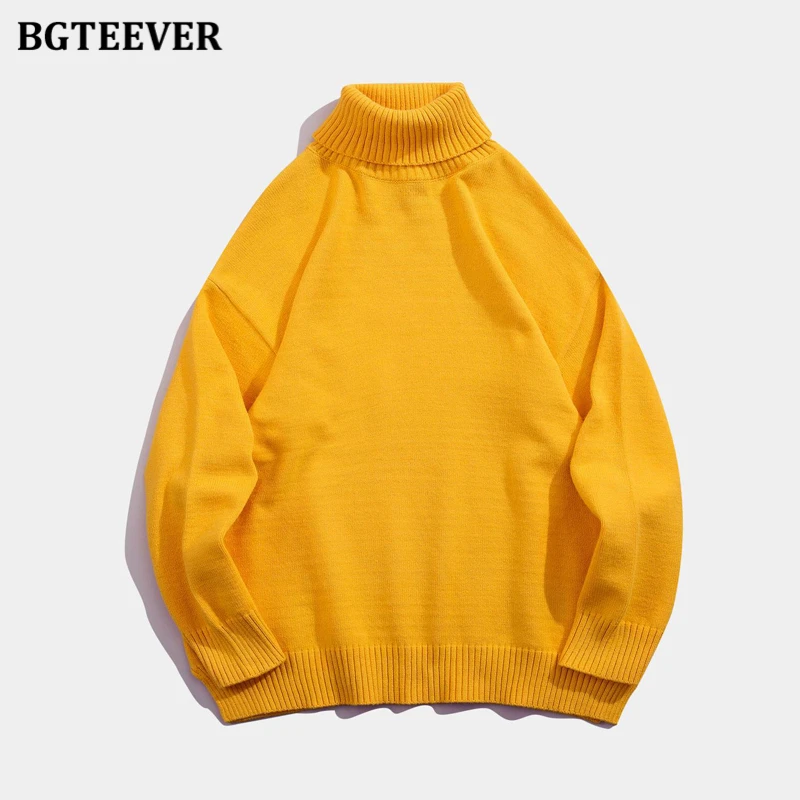 BGTEEVER Fashion Turtleneck Sweaters Women Autumn Winter Warm Pullovers Long Sleeve Loose Ladies Knitting Jumpers