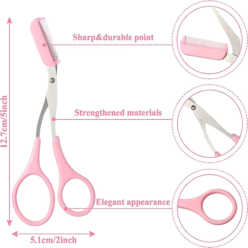 Tijeras recortadoras de cejas, productos de belleza para mujeres, tijeras para cejas con peine, afeitadora de cejas, herramientas de maquillaje, tijeras de belleza