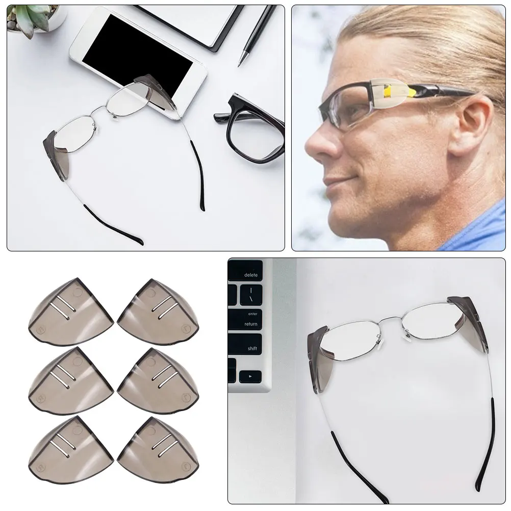 

3 Pairs TPU Side Shields for Glasses Clear Soft Safety Protective Wings Wear Resistant Lightweight Easy Install Disassemble