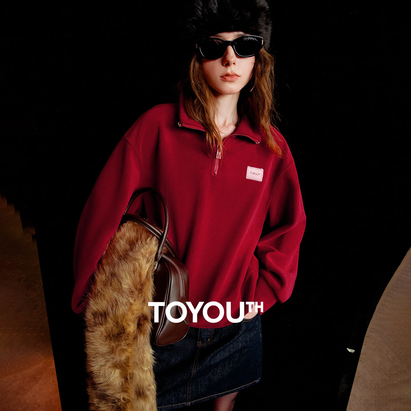 TOYOUTH Women Australian Fleece Hoodies 2026 Spring New Drawstring Zipper Stand-Collar Lightweight Warm Sporty Tops