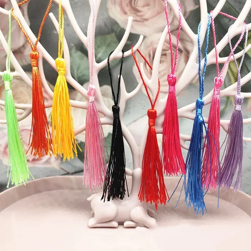 100Pcs Tassels 13cm Silky Floss Bookmark Tassels with Cord Loop Chinese Knot Tassel Fringe Jewelry Making DIY Craft Accessories