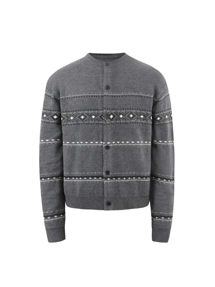 

Вязаный кардиган в стиле ретро, круглый свитер с открытой передней частью, повседневный свободный крой с цветочным узором, осень-зима, Новое поступление