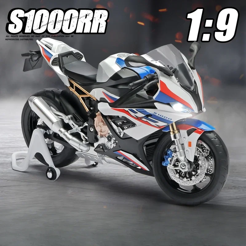 Big Size Diecast Alloy 1:9 Scale BMW S1000RR Motorcycle Model Sound Light Collective Metal Motorbike Toys Kids Boys Toy Gift