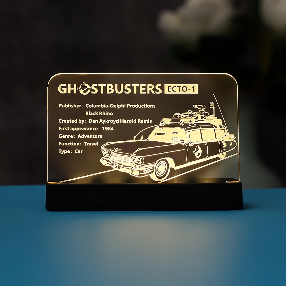 LED Light Acrylic Display Plate Nameplate For 10274 ECTO-1 Creator Ghost Busters not Inlclude the Block Model