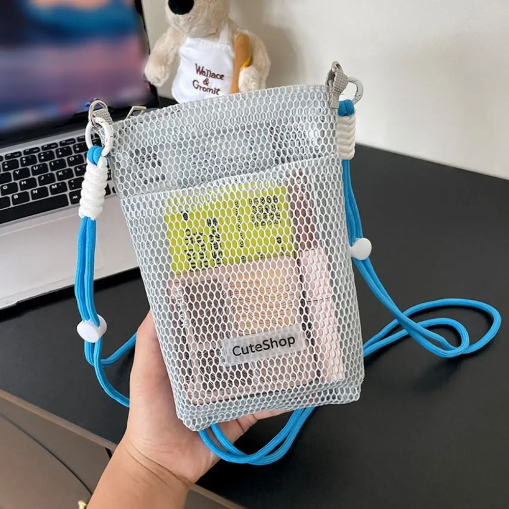 

Cute Sweet Nylon Mesh Bag Hollowed-out Adjustable Mobile Phone Bag Portable Lightweight Women's Crossbody Bag Travel