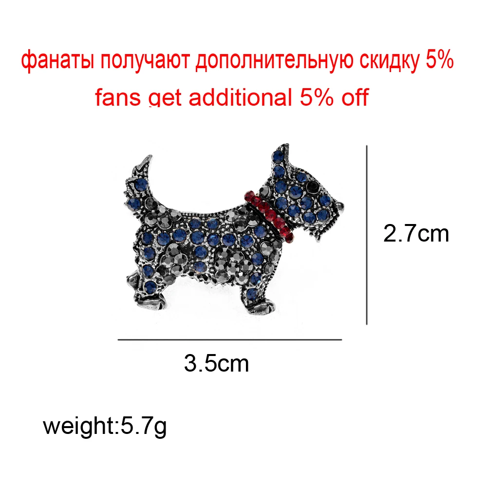 Fashion Cute Dog Brooches Pins for Women Men 2-colors Trendy Rhinestone Vintage Schnauzer Badges Clothes Coat Brooch Pin Gift