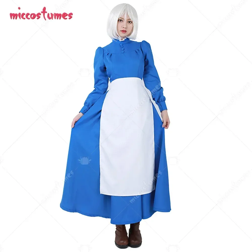 Miccostumes Women Sophie Blue Dress Cosplay Costume with Apron