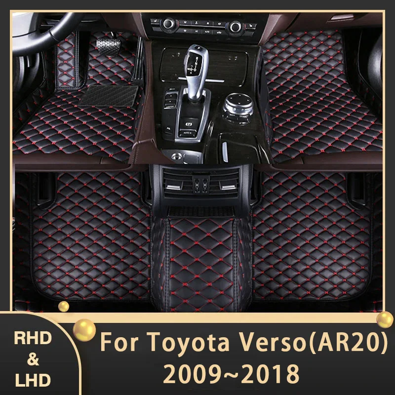 Car Floor Mats For Toyota Verso AR20 2009~2018 7 Seats Custom Auto Foot Pads Leather Carpet Interior Accessories 2015 2016 2017