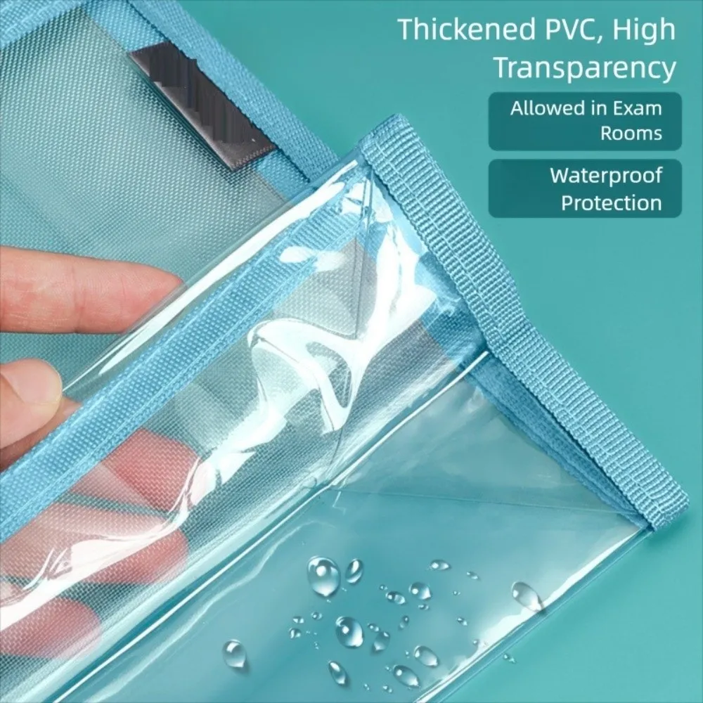 PVC Material Transparent Pencil Case Waterproof Simple Design Double Layer Document Bag Transparent High Aesthetic Value