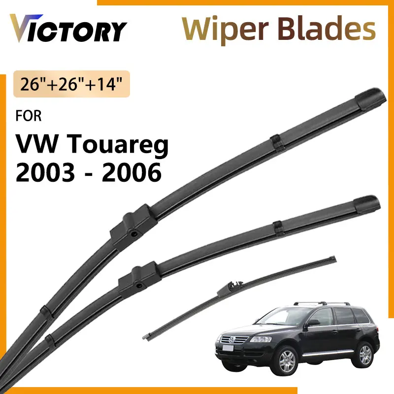 3x Pióra wycieraczek przednich tylnych do Volkswagen VW Touareg 7L 2003 2004 2005 2006 Akcesoria Szczotki do szyb z naturalnej gumy