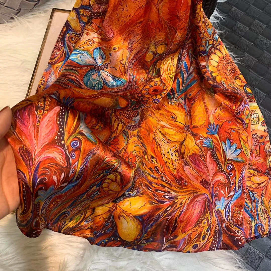 Winter New Women\'s Silk Scarves Shawls Dufanda Spring Fall Brand Long Scarves Headscarves Fashion National Style 100% Silk Scarf