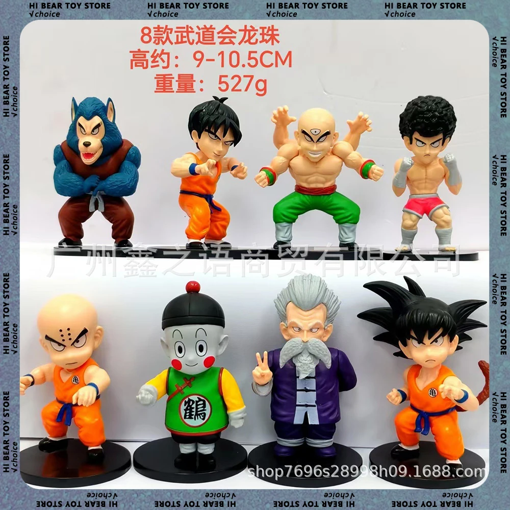 8 Uds Anime Dragon Ball Z figura niño Goku Krillin Figrues colección estatua decoración de escritorio modelo muñeca niños regalos de Halloween