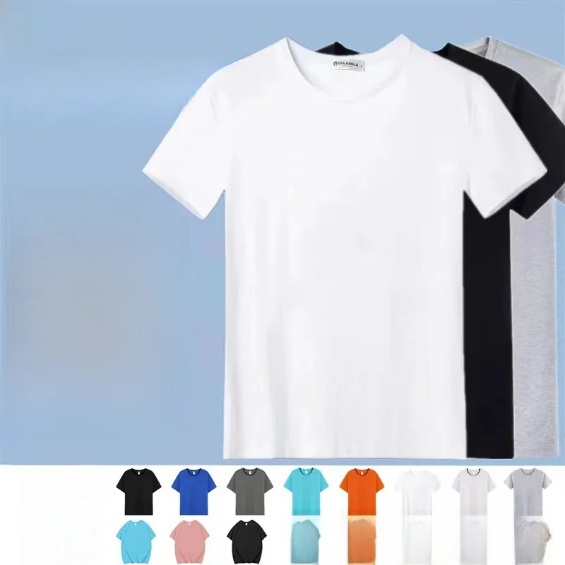 

Повседневная футболка из ледяного шелка ort Sve круглая Ne Base irt Multicolor f Sve Летняя тонкая мужская одежда Basic Sle Faionable