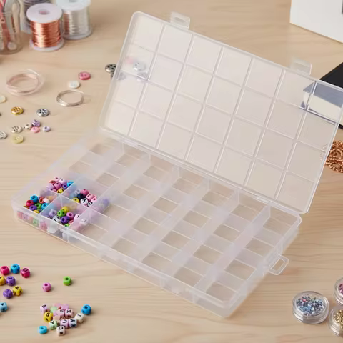Plastic Storage Box 28 Grid With Slot Beaded Anti-string Grid Jewelry Classification Parts Division Box Jewelry Box Organizer