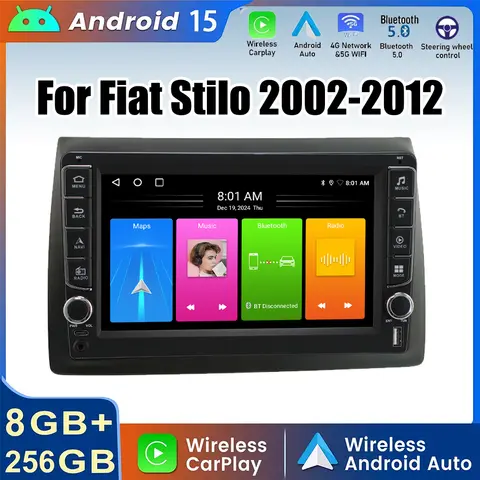 10 Inch Button Radio Android 15 For Fiat Stilo 2002-2012 GPS Car Radio Multimedia Video Player Stereo Navigation Wifi 360 Camera