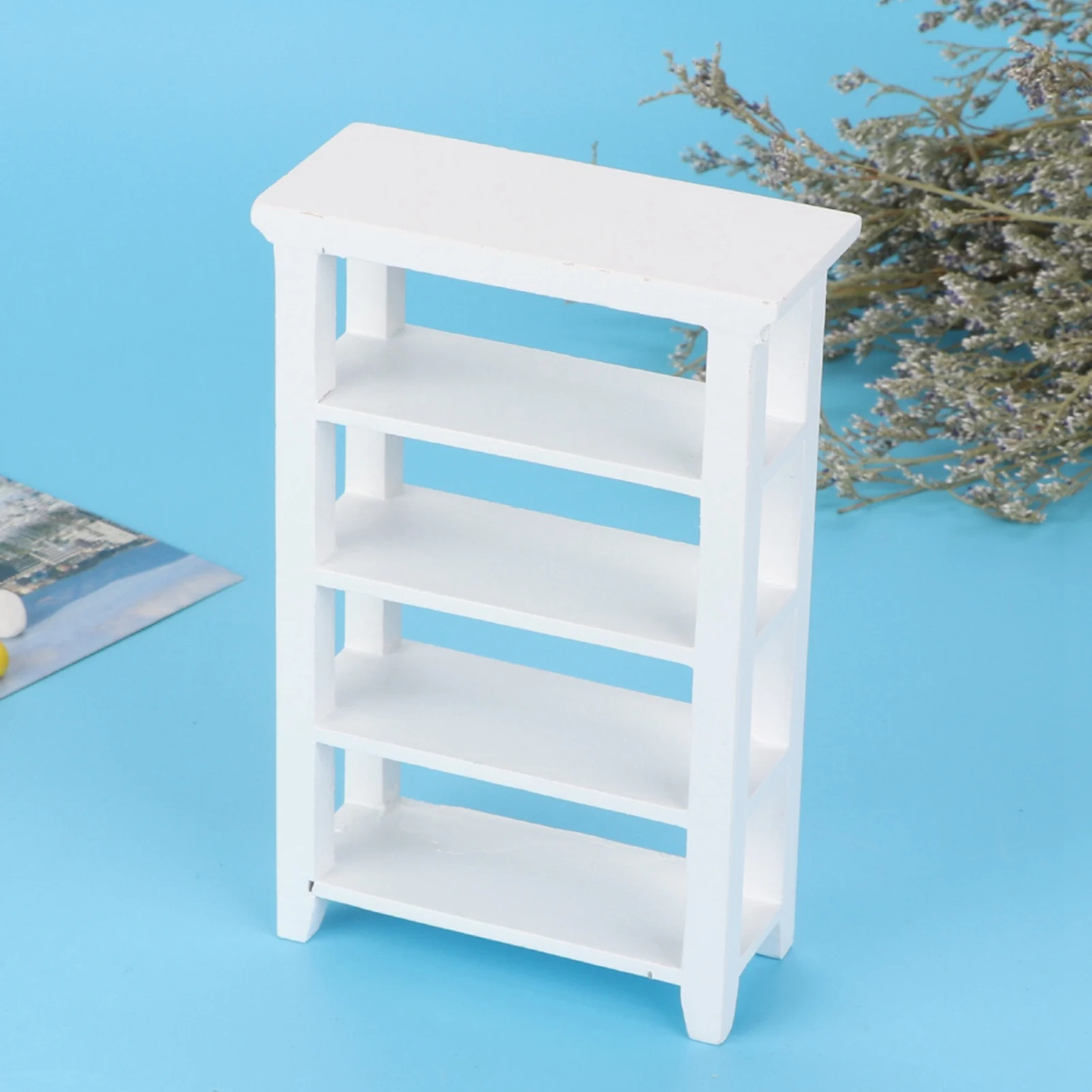 

ZK30 Miniature Furniture Model Wooden 4 Layers Shelf Display Rack for 1:12 Doll House Accessory