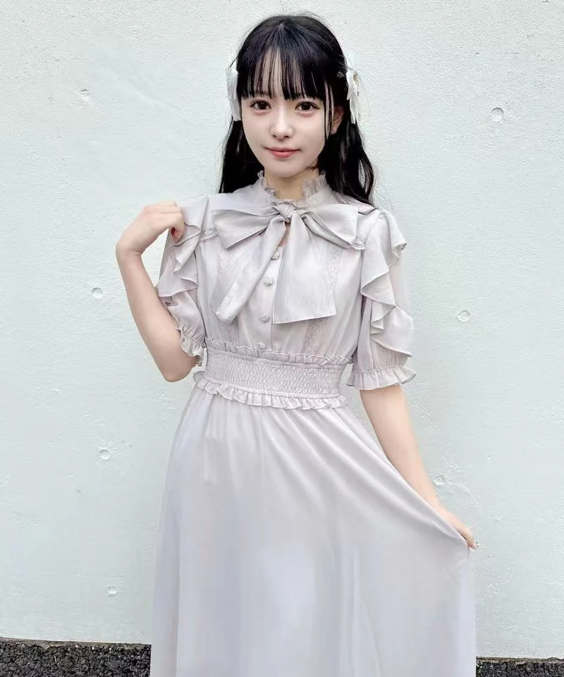 Imagem -06 - Elegante Vestido de Manga Curta para Meninas Vestido Maxi Apertado na Cintura Estilo Japonês Rojita Produção em Massa Minha Laço Doce Verão Novo 2023