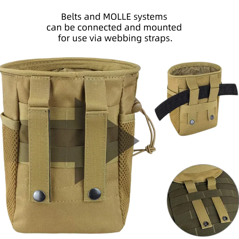 Tactical Molle Drawstring Magazine Dump Pouch Adjustable Utility Belt Fanny Hip Holster Bag Outdoor Ammo Storage Pack