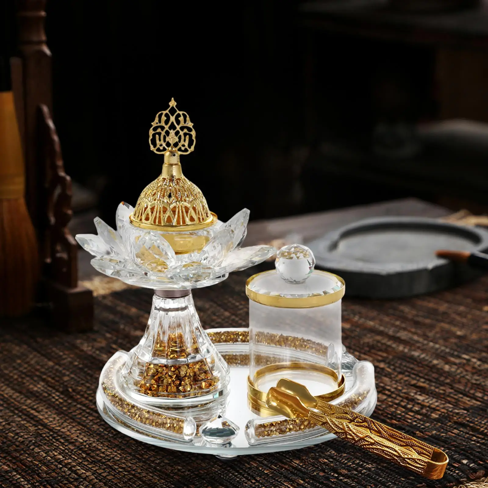 Incense Burner Set Tabletop Ornament Ramadan Decoration 2024 Incense Holder for Wedding Living Room Office Yoga Traditional