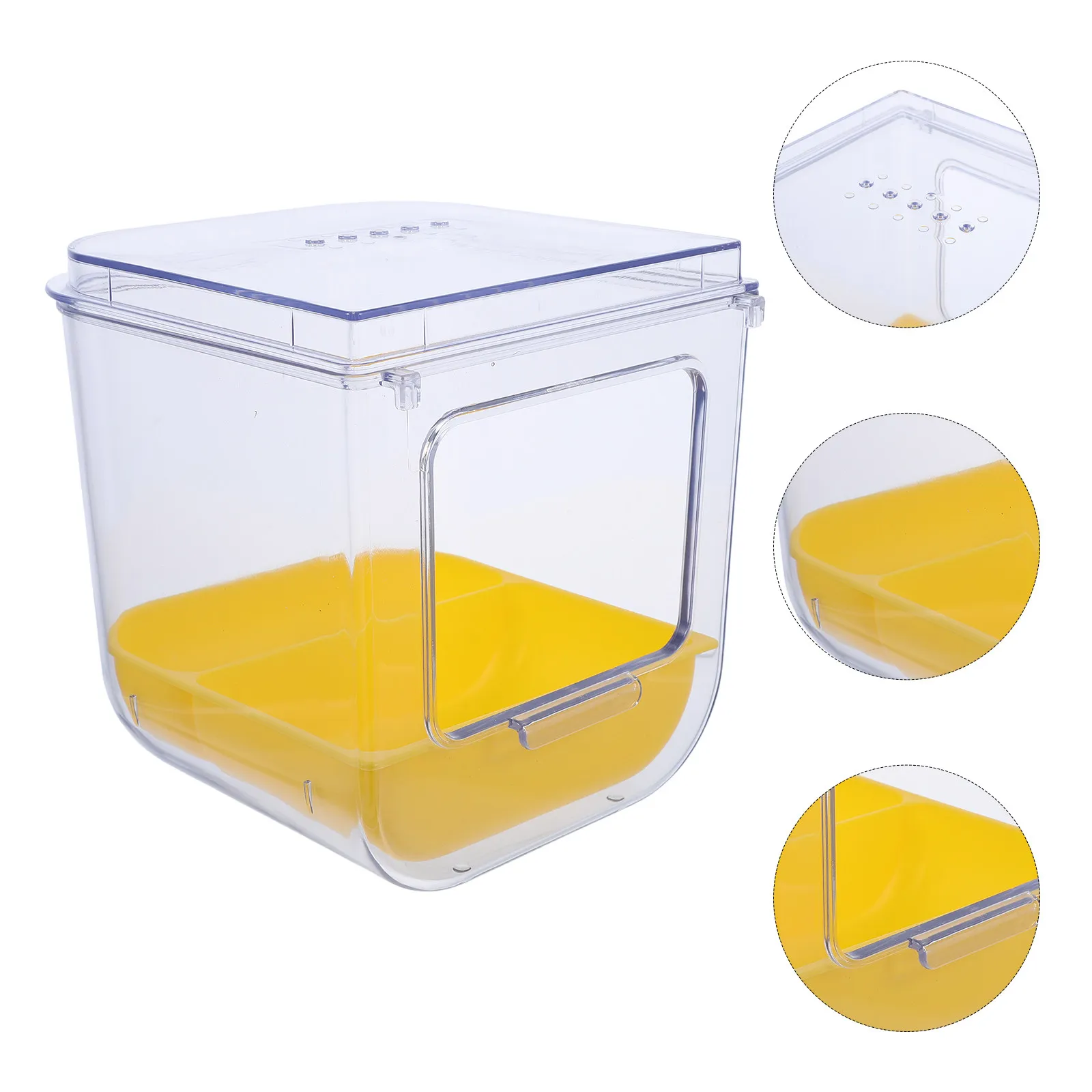 Bird Bath Shower for Cage Transparent Acrylic Hanging Detachable Tray Multifunction Feeder Bath Budgie Lovebird Cockatiel Indoor view 4