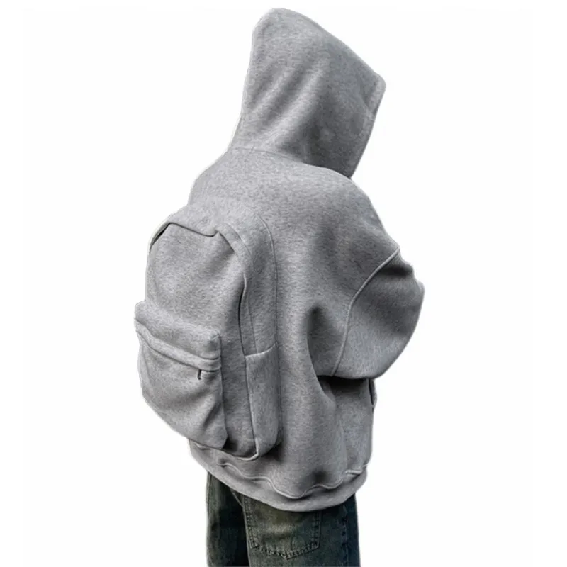 Nueva mochila para exteriores, sudadera holgada con capucha y cremallera para deportes y ocio para hombre, chaqueta cárdigan de viajero