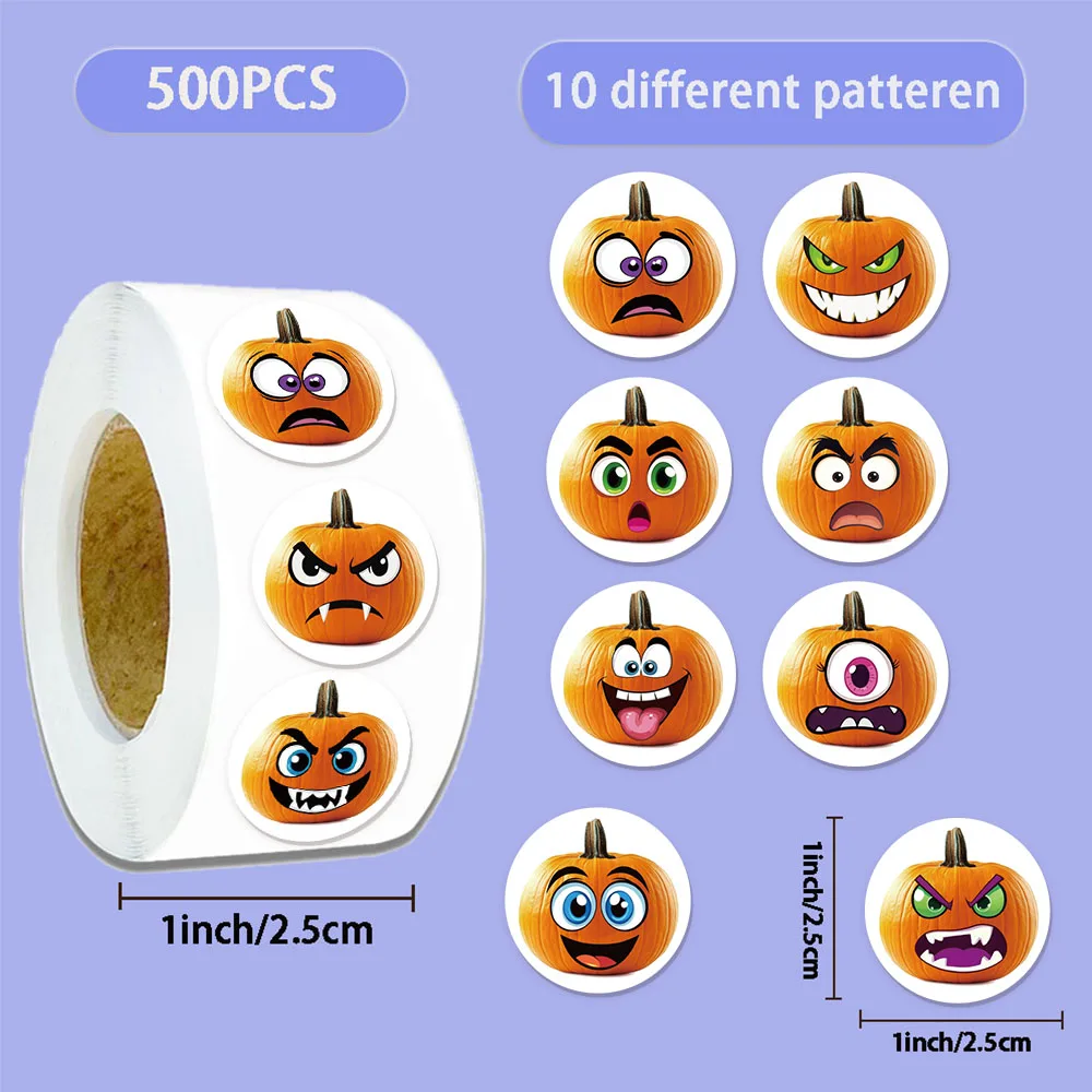 500PCS Fun and Humorous Pumpkin Stickers DIY Luggage Notebook Speaker Skateboard Water Cup Clipping Label Sealing