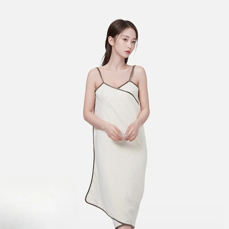 Microfiber Solid Color Beach Towel Suspender Bathrobe Absorbs Water and Dries Quickly Hotel Bathrobe Bath Skirt Towel