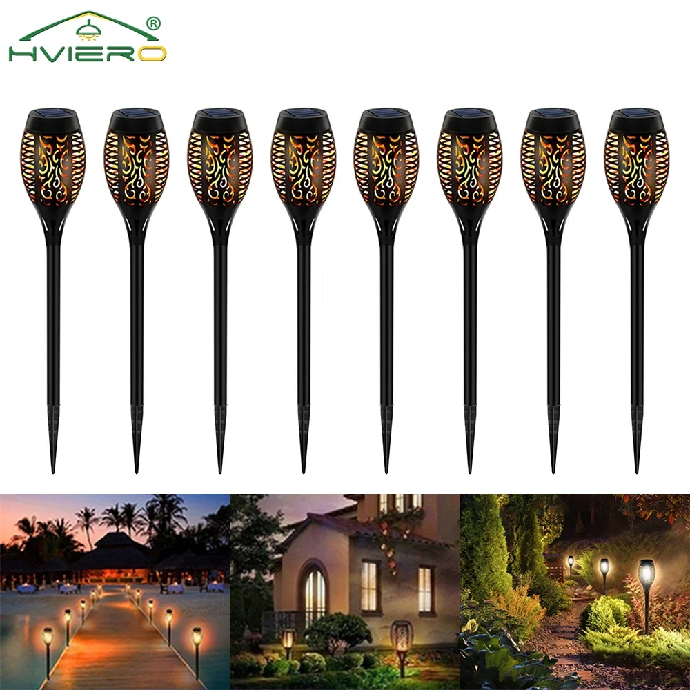 

1/2/4/8Pcs Solar Flame Lights 12LED Bulbs Flickering Waterproof Garden Decoration Outdoor Lawn Path Yard Patio Park Floor Lamps